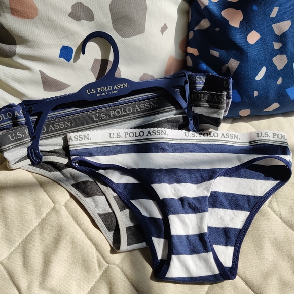 USPA 3pk women's briefs L: blu/whi,Blk/gry,Blu/gry - Picture 1 of 4